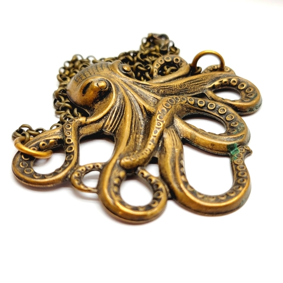 Steampunk Cosplay Sci-Fi Octopus Cthulu Squid Tentacles Brass Necklace Choker - Picture 2 of 12